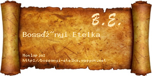 Bossányi Etelka névjegykártya